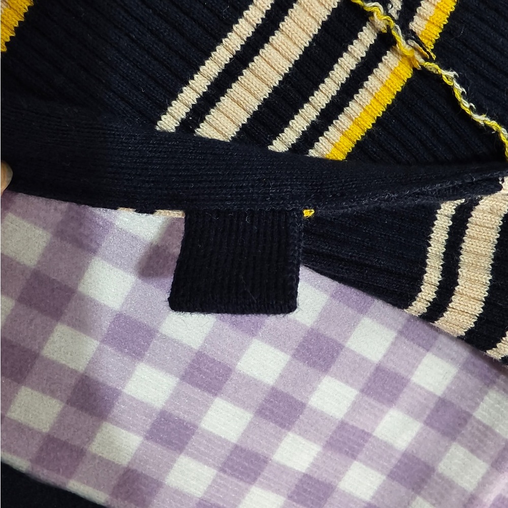 Miu Miu Navy, Yellow & Cream Striped Knit Pencil Skirt - Picture 10 of 13